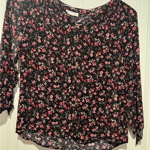 Floral Black and Pink Women's Top